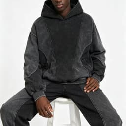 American Streetwear Deconstructed Panel Spliced Hoodie Unisex Washed Distressed Vintage Loose Oversized Sweatshirt