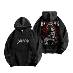Guts Graphic Clothing Berserk Anime Hooded Men Women Vintage Washed Hoodies Oversized Cotton Sweatshirt Male Casual Streetwear