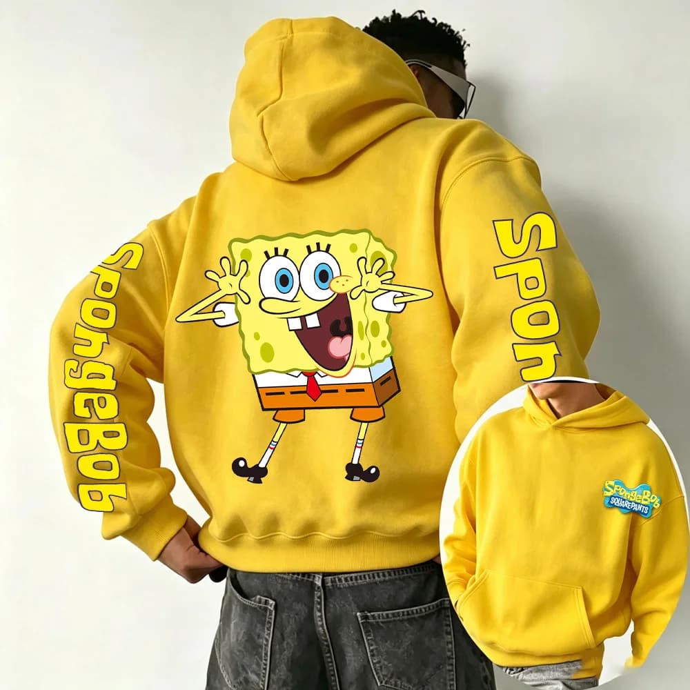 Happy SpongeBob SquarePants Cartoon Anime 2026 New Spring and Autumn Fashion Hoodies for Men and Women