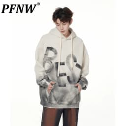 PFNW High Street Fashion Dirty Stained Graffiti Hoodie Men's Hooded Long Sleeve Loose Pullover Top 2026 New Tide 28L3413