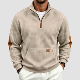 Fall/Winter European And Men's Outdoor Casual Loose Fitting Heavyweight Stand Small Check Knitted Sweatshirts for Adults