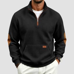 Fall/Winter European And Men's Outdoor Casual Loose Fitting Heavyweight Stand Small Check Knitted Sweatshirts for Adults