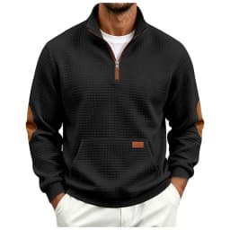 Fall/Winter European And Men's Outdoor Casual Loose Fitting Heavyweight Stand Small Check Knitted Sweatshirts for Adults