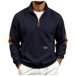 Fall/Winter European And Men's Outdoor Casual Loose Fitting Heavyweight Stand Small Check Knitted Sweatshirts for Adults