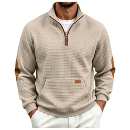 Fall/Winter European And Men's Outdoor Casual Loose Fitting Heavyweight Stand Small Check Knitted Sweatshirts for Adults