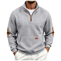 Fall/Winter European And Men's Outdoor Casual Loose Fitting Heavyweight Stand Small Check Knitted Sweatshirts for Adults