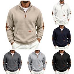 Fall/Winter European And Men's Outdoor Casual Loose Fitting Heavyweight Stand Small Check Knitted Sweatshirts for Adults