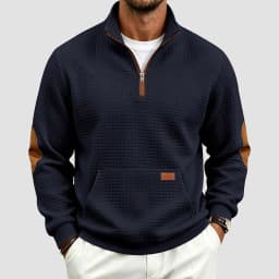 Fall/Winter European And Men's Outdoor Casual Loose Fitting Heavyweight Stand Small Check Knitted Sweatshirts for Adults