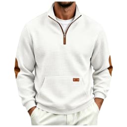 Fall/Winter European And Men's Outdoor Casual Loose Fitting Heavyweight Stand Small Check Knitted Sweatshirts for Adults