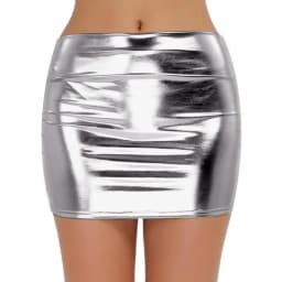Sexy PU Leather Short Skirts for Women Club Prom Performance Solid High Waist Mini Skirt Gold Red Shine Bright Fladas Mujer