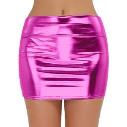 Sexy PU Leather Short Skirts for Women Club Prom Performance Solid High Waist Mini Skirt Gold Red Shine Bright Fladas Mujer