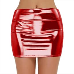 Sexy PU Leather Short Skirts for Women Club Prom Performance Solid High Waist Mini Skirt Gold Red Shine Bright Fladas Mujer