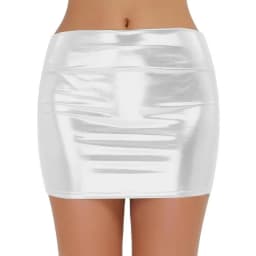 Sexy PU Leather Short Skirts for Women Club Prom Performance Solid High Waist Mini Skirt Gold Red Shine Bright Fladas Mujer