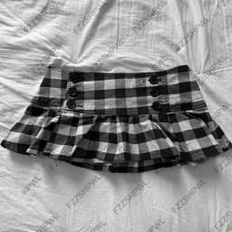 Y2K Skirt Subculture Harajuku Grid print Spicy Girls Mini Skirt Goth Streetwear Button A-line skirt Punk Retro Half length skirt