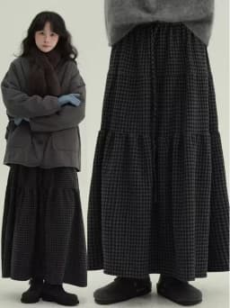 Vintage Korean Plaid Skirt Casual Anti-Aging Cake Style Half-length Skirt Artistic Loose Fit Elastic Waist Design