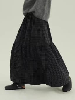 Vintage Korean Plaid Skirt Casual Anti-Aging Cake Style Half-length Skirt Artistic Loose Fit Elastic Waist Design