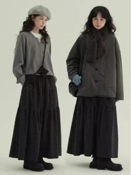 Vintage Korean Plaid Skirt Casual Anti-Aging Cake Style Half-length Skirt Artistic Loose Fit Elastic Waist Design