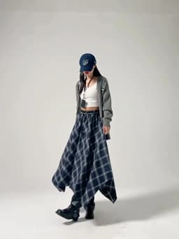 French Vintage Plaid Wrap Skirts for Women Autumn High Waist Pleated A-Line Maxi Skirts Irregular Long Skirts Female Clothing