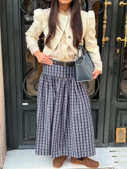 HH Woman Fashion Street Style Skirt Women Fashion Belted Plaid Midi Skirt Zipper Casual Long Skirt High Waist Chic Pleated Skirt