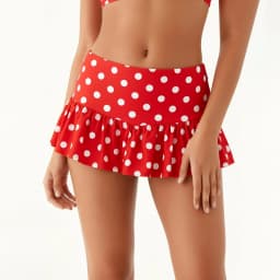 Women Dot Print Mini Skort Fashion Ruffle Hem Low Rise Summer Holiday Beach Going Out Skirt