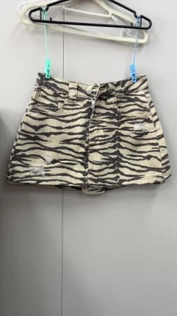 2026 Summer New Zebra Print Denim Skirt American Casual Fashion Retro High Waist Stripe Women's A-line Ripped Short Skirts
