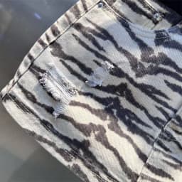 2026 Summer New Zebra Print Denim Skirt American Casual Fashion Retro High Waist Stripe Women's A-line Ripped Short Skirts
