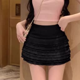 Korean Style High Waist Lace Short Skirt Women's Sweet Spicy Girl Cake Half Body Skirt Breathable Skin-Friendly Casual Leisure