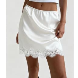 Women Vintage Lace Satin Mini Skirts Y2K Aesthetic Lace Trim Silk Slip Skirts Low Rise Bodycon Going Out Underskirt Streewear