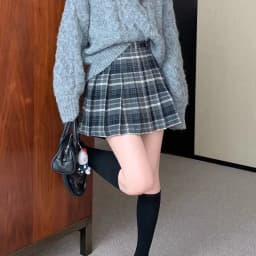 Preppy Style Plaid Pleated Skirt Women Fall Winter High Waist Woolen Mini Skirt Japanese School Uniforms Kawaii Y2K Jk Skirts
