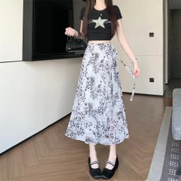 Sun Protection Floral Halter Neck Dress Women's Sweet Style Beach Skirt Asymmetrical Hemline Bell Sleeve Chiffon Wrap ar...