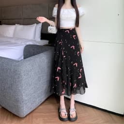 Sun Protection Floral Halter Neck Dress Women's Sweet Style Beach Skirt Asymmetrical Hemline Bell Sleeve Chiffon Wrap ar...