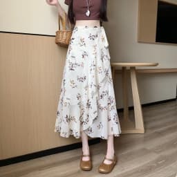 Sun Protection Floral Halter Neck Dress Women's Sweet Style Beach Skirt Asymmetrical Hemline Bell Sleeve Chiffon Wrap ar...