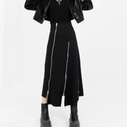 Women High Waist Skirts Harajuku Punk Style Irregular Zipper Skirt Pants for Women Gothic Black Hip Hop Skirts Female Streetwear