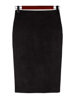 Fashion Empire Skirts 2024 Spring Faux Suede Pencil Skirt High Waist Bodycon Split Thick Stretchy Skirts