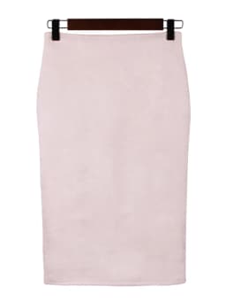 Fashion Empire Skirts 2024 Spring Faux Suede Pencil Skirt High Waist Bodycon Split Thick Stretchy Skirts