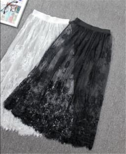 2023 New Fashion Summer Slips Women Casual Lace Transparent Midi Long Skirts Ladies Basic Skirt petticoat Underskirt