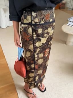 Retro Floral Print Midi Skirt For Women High Waist Wrap Side Button Straight A‑Line Casual Long Skirt Autumn Daily Bottoms 2026