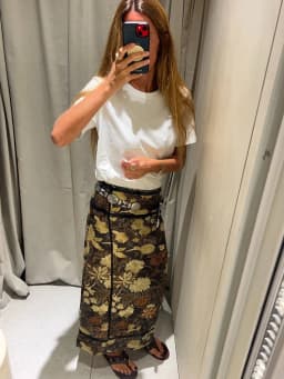 Retro Floral Print Midi Skirt For Women High Waist Wrap Side Button Straight A‑Line Casual Long Skirt Autumn Daily Bottoms 2026