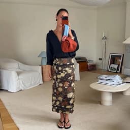 Retro Floral Print Midi Skirt For Women High Waist Wrap Side Button Straight A‑Line Casual Long Skirt Autumn Daily Bottoms 2026