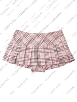 Y2K Aesthetic Sweet Cool Pink Plaid Pleated Fit Skort Women Button Detail Mini Skirt with Summer Retro Coquette Pleated Bottoms