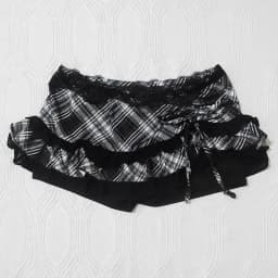 Y2K Aesthetic Sweet Cool Pink Plaid Pleated Fit Skort Women Button Detail Mini Skirt with Summer Retro Coquette Pleated Bottoms