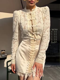 Lace Patchwork Bandage Women's Skirt Sexy High Waist Hip Package Female Mini Skirts 2026 Summer Autumn All-match Lady Streetwear