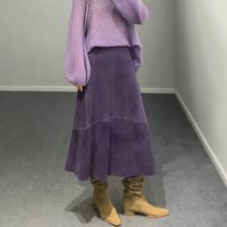 Women Purple Suede Leather Skirt 2025 Trend Spring Harajuku Big Hem 85 cm Long Faldas Mujer Chic Bohemian 100% Leather Dress