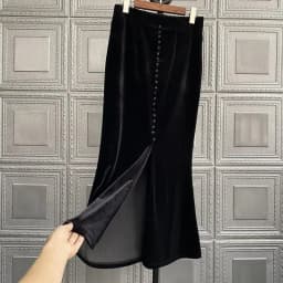 Retro High Waisted Black Velvet Skirt for Women Autumn Winter Fishtail Skirts Harajuku Vintage Юбки Юбка Jupe