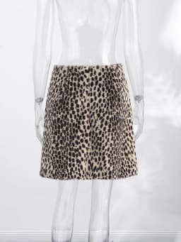 Fashion Leopard Print Faux Fur Women's Skirt Autumn Winter Straight Midi Skirts Lady New Elegant Chic Fashion Clothes 2026