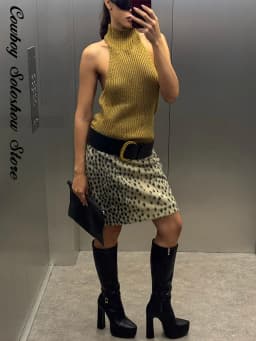 Fashion Leopard Print Faux Fur Women's Skirt Autumn Winter Straight Midi Skirts Lady New Elegant Chic Fashion Clothes 2026