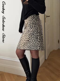 Fashion Leopard Print Faux Fur Women's Skirt Autumn Winter Straight Midi Skirts Lady New Elegant Chic Fashion Clothes 2026