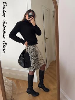 Fashion Leopard Print Faux Fur Women's Skirt Autumn Winter Straight Midi Skirts Lady New Elegant Chic Fashion Clothes 2026