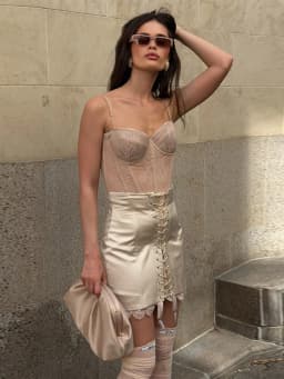 Urban Lace Patchwork Women Skirt Sexy Bandage Hip Package Empire Female Skirts 2026 Summer Autumn All-match Lady Streetwear