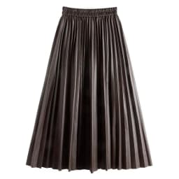 Black PU-leather Pleated Skirt New Women High Waist Fashionable All-match A-Line mi-long Skirt Female